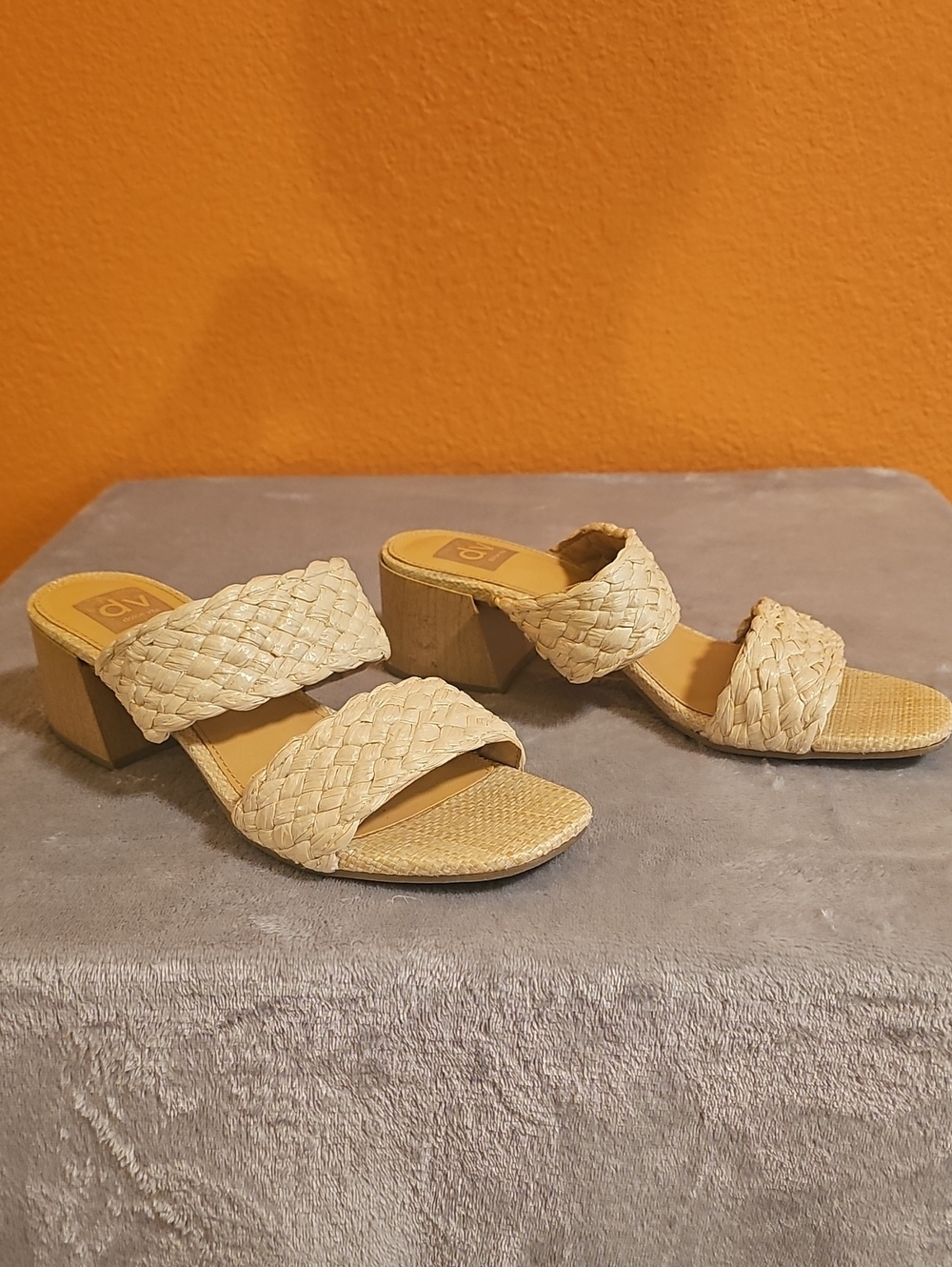 Lovely. Women's Woven Slide Heels in Natural Beige